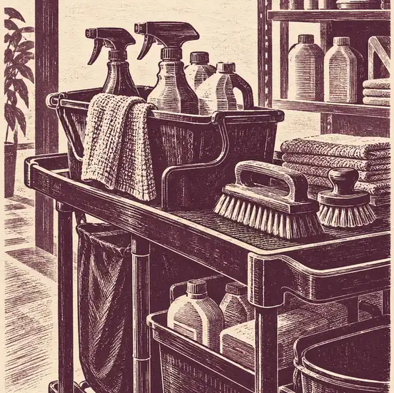 Illustration of cleaning businesses equipment and workspace