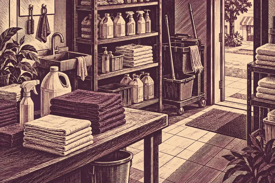 Illustration of cleaning businesses and their working space