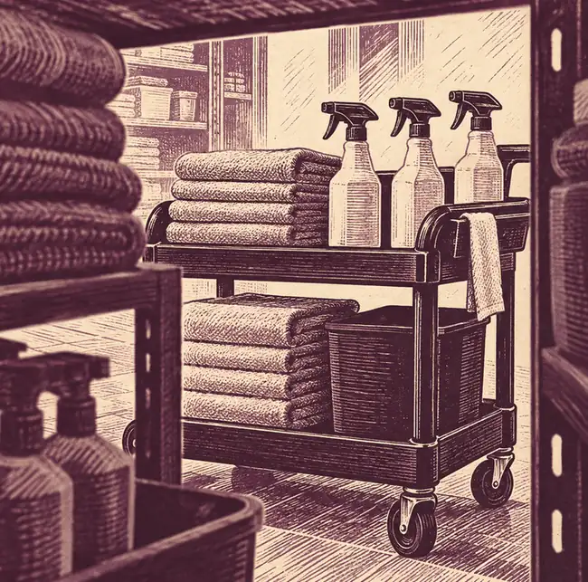 Illustration of cleaning businesses equipment and workspace